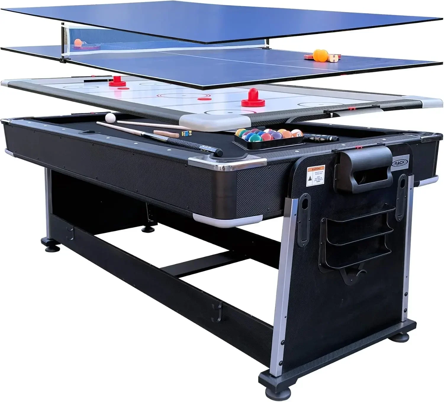 Triad 7-Foot 3-in-1 Multi-Game Swivel Table - Billiards/Pool, Table Tennis & Air Hockey