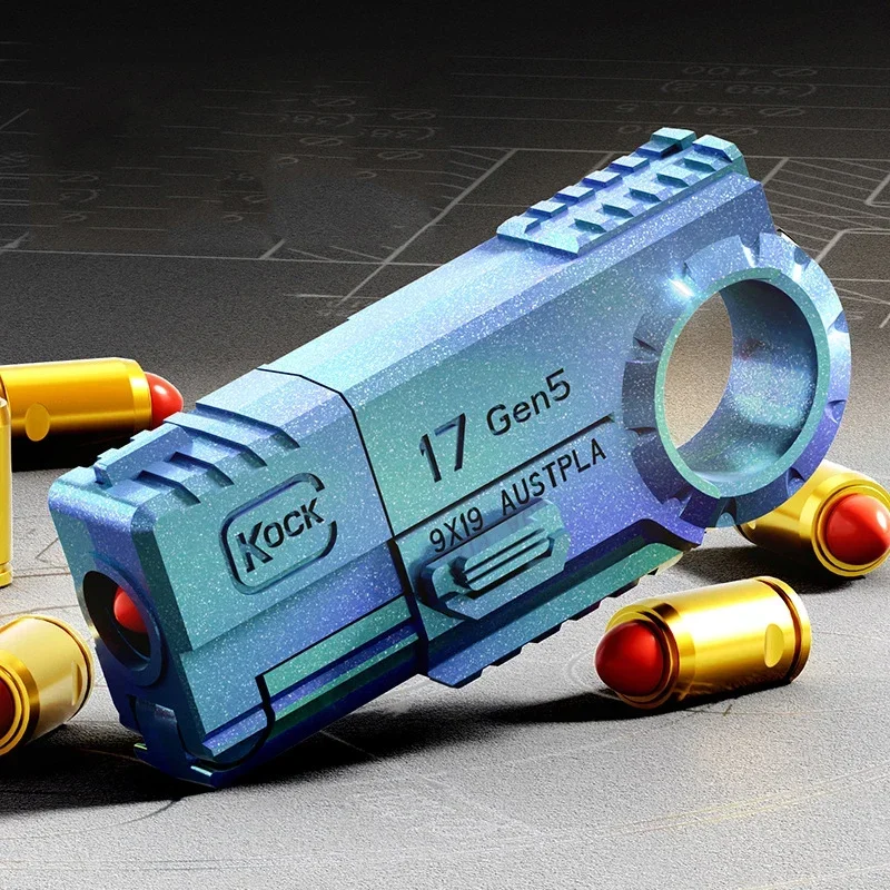 

1PC Mini EDC Throwing Shell Double Head Gun Glock Mini Alloy Pistol Soft Bullet Pistol Finger Gyroscope Creative Toy