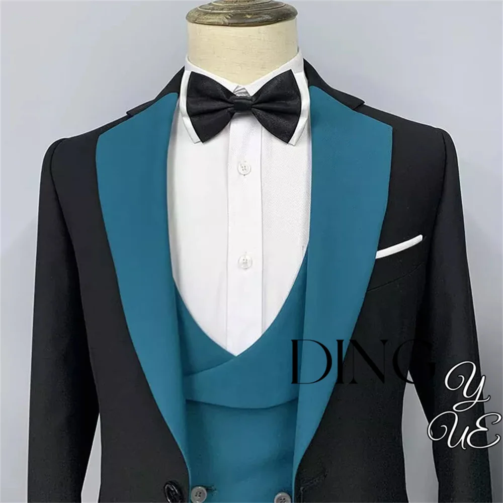 Men's 3 Piece Suits Slim Fit Tuxedo Groomsmen Bestman Wedding Custom Made Business Casual Formal Men Suits (Blazer+Vest+Pants)