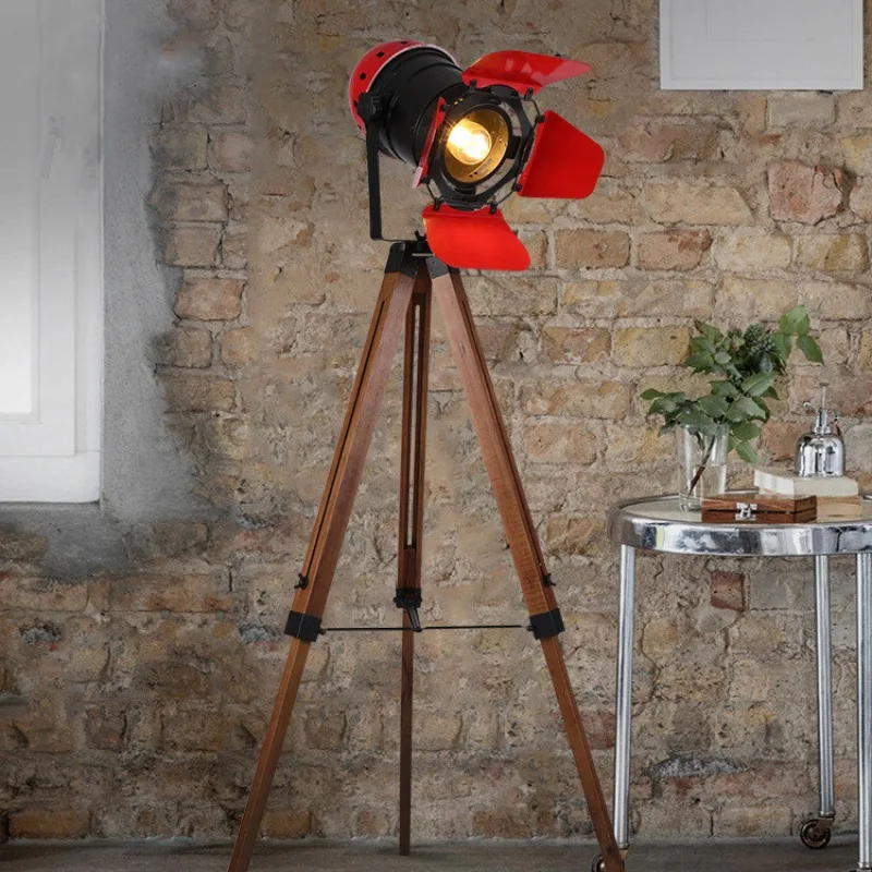 Floor Lamp American Retro Solid Wood Led Remote Control Creative Simple Bedroom Living Room Industrial Wind Floor Lamp Desk Lamp