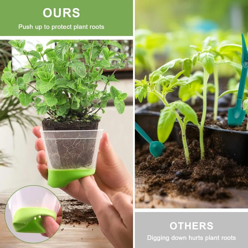 A93E-Reusable Square Plastic Nursery Pots(24-Pack), With Drainage Holes, Soft Silicone Base, Ideal For Flower Planting