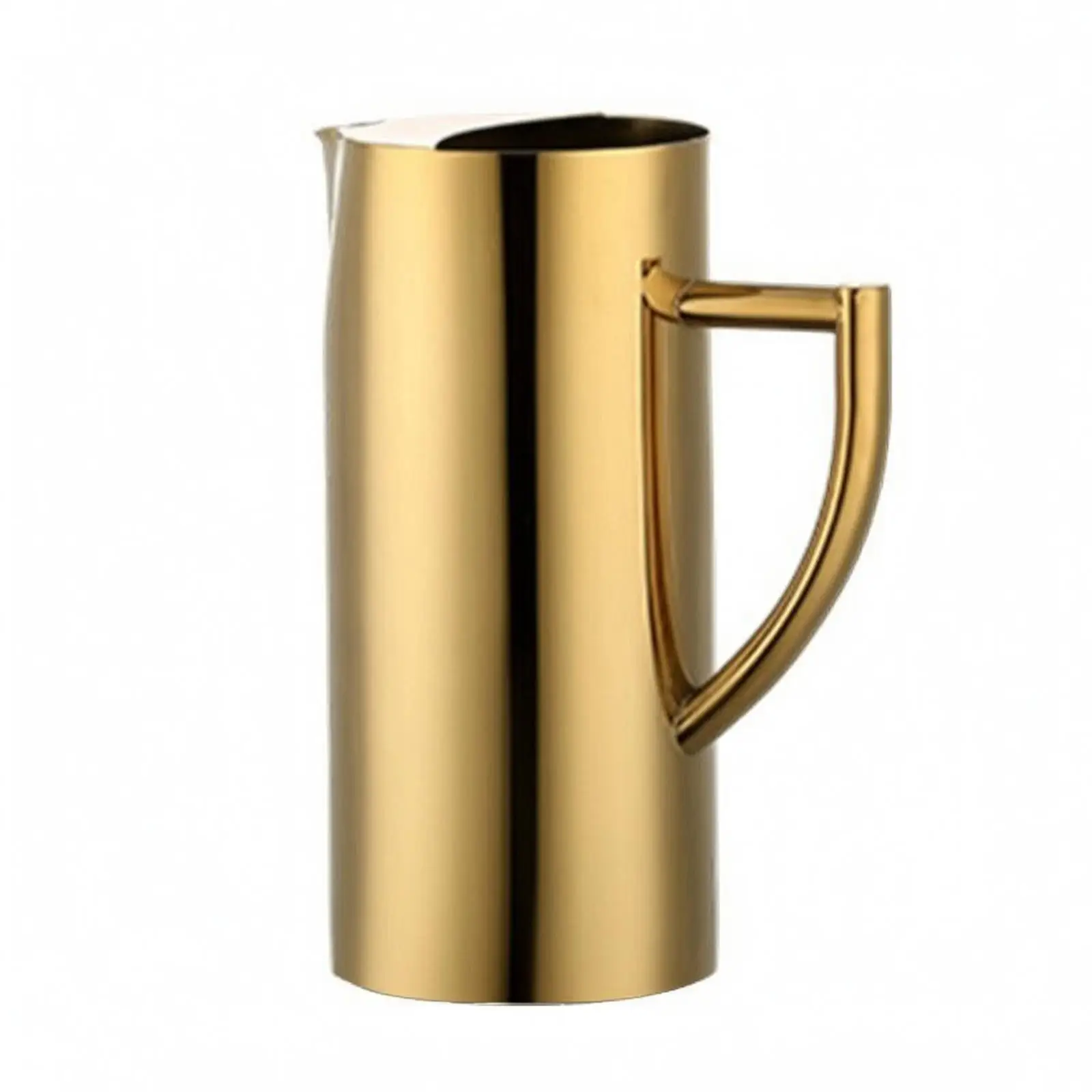 Gold Stainless Steel Pitcher Cylindrical Design Smooth Pouring Pitcher for Serving Cold Drinks Coffee Mixed Beverages