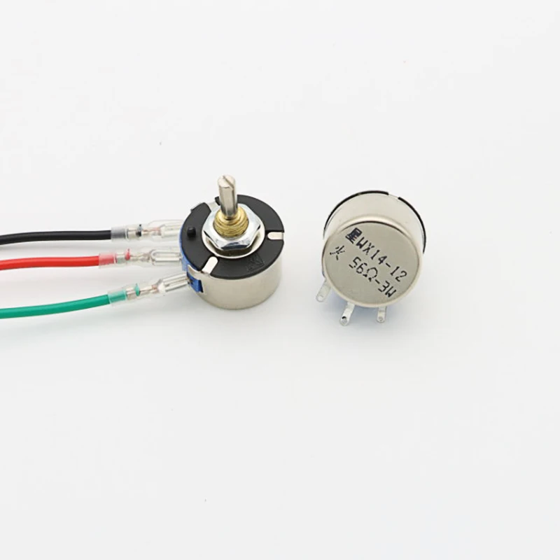 2Pcs WX14-12 3W Single Coil Wound Potentiometer Without Locking 100 220 470 560 Ohm 1K 2K2 4K7 10K Lap Wirewound Potentiometers