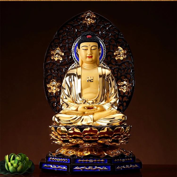 49CM large Buddhist  high-grade home patron saint God gold gilding Sakyamuni Amitabha buddha statue TOP efficacious Talisman