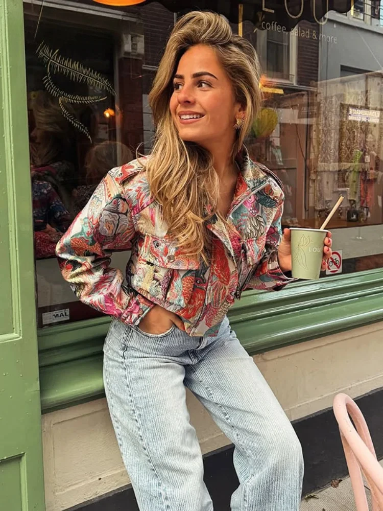 

Модные короткие куртки на молнии с принтом, женские свободные куртки с лацканами и длинными рукавами, универсальная куртка, лето 2021, осенние уличные пальто