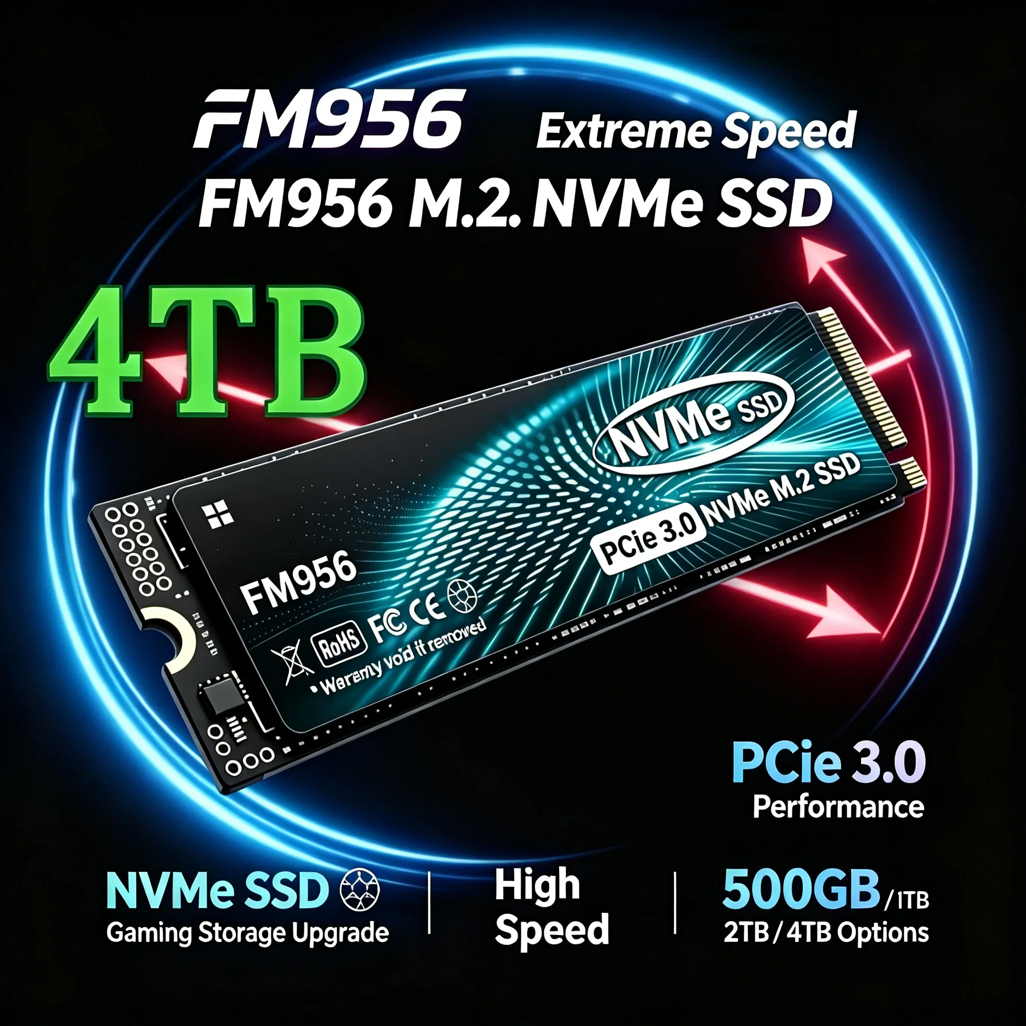 PCIe3.0 Gen NVMe M.2 SSD, Original New FM956 1TB 2TB 4TB Internal Drive,High Speed Max Read Speed for Laptops and Desktops.