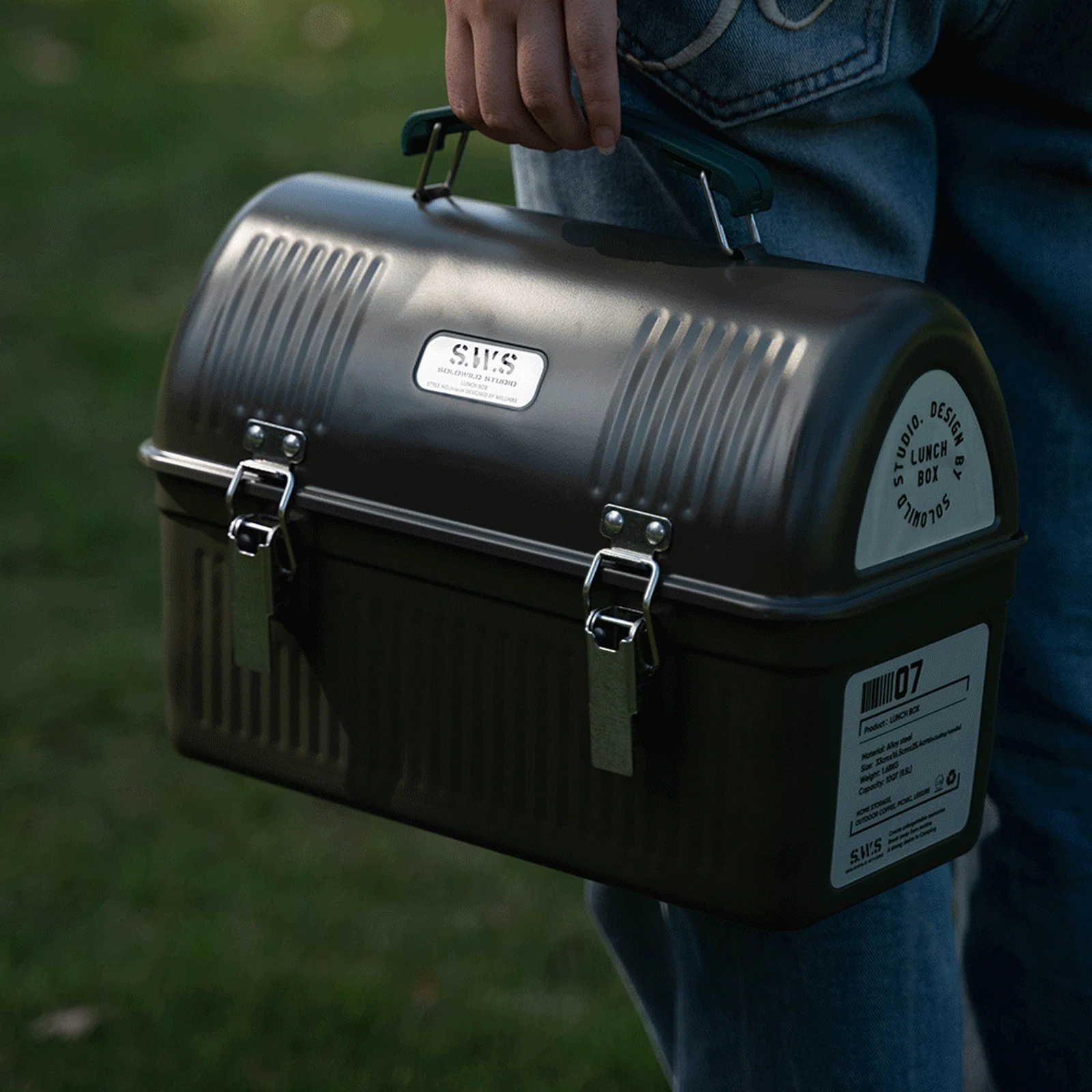 9.5L Vintage Metal Lunch Box With Handle And Latch Outdoor Camping Picnic Lunchbox Portable Coffee Brewing Tool Storage Boxes