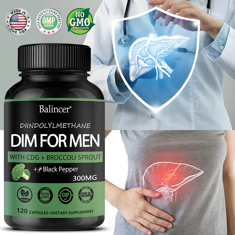 For Men, with Black Pepper Fruit Extract, Premium Hormone Support Formula, Male Enzyme Inhibitor, Detoxification, 120 Capsules