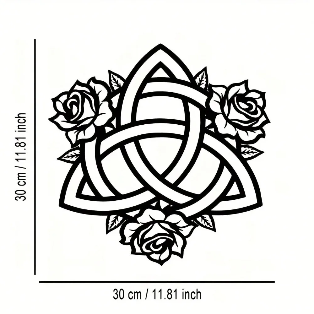 YINUO Celtic Knot Rose Metal Wall Art, Minimalist Home Office Decor Iron Sculpture Wall Decor