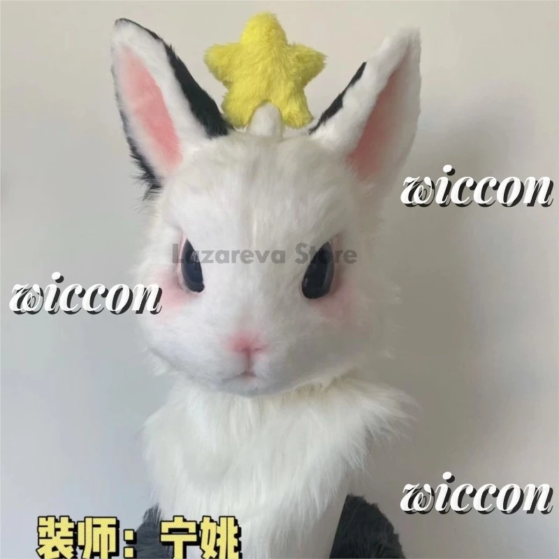 كيمونو Fursuit Headbase الراتنج الأرنب الأرنب فروي قناع الجمجمة الملحقات تأثيري أرنب نمط واقعي Fursuit قناع الجمجمة