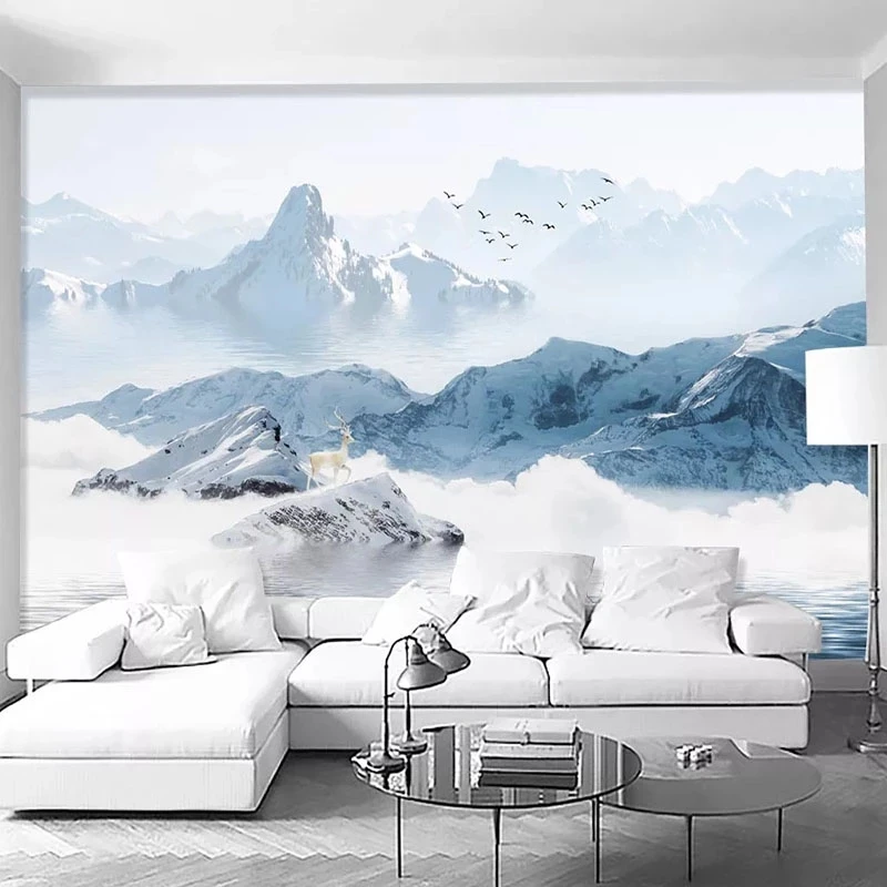 Customized Wallpaper 3D Snow Mountain Landscape Oil Painting Mural Hotel Living room sofa TV background wall bedroom restaurant