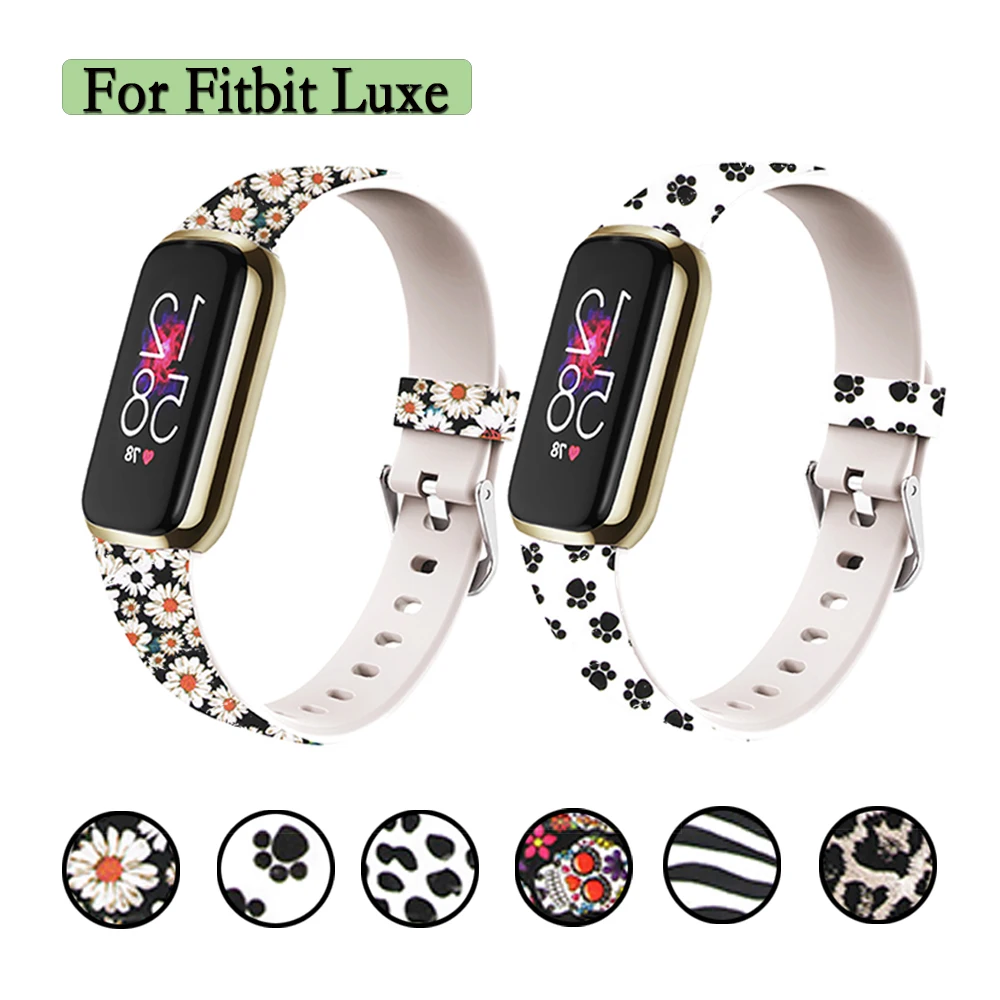 

Sport soft silicone Wristbands For Fitbit Luxe Smart Bracelet Strap Creative Printings Watch Belt Adjustable Accessories