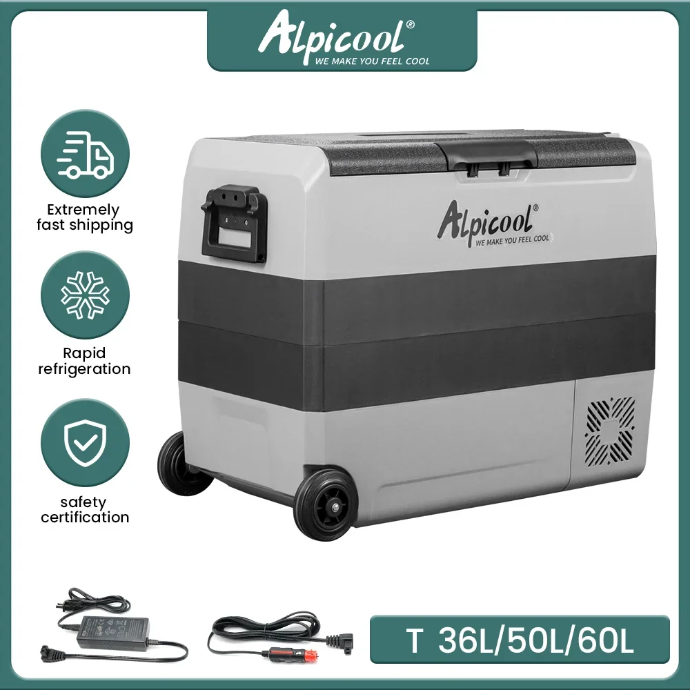 Alpicool T 36L 50L 60L Car Refrigerator Portable Ice Box APP Control 110V 220V 12V/24V Freezer Home Camping Mini Fridge Vehicle