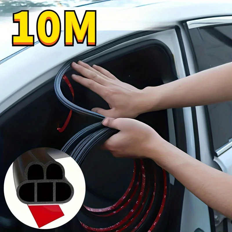 10m Self-Adhesive Sealing Strip Car Door Rubber Seal Strip Double-Layer Soundproof Waterproof Sealing Strips For Car Door/Trunk
