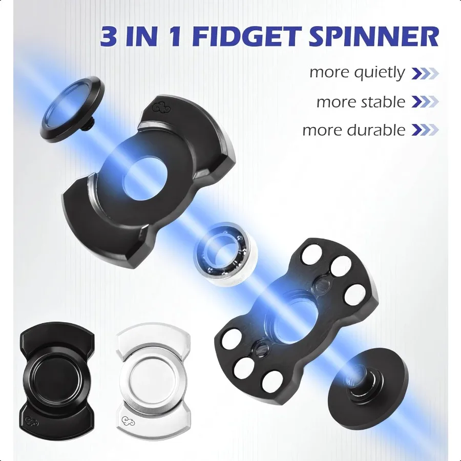 Metal Fidget Toys Adults3 Play Model Fidget Spinner Fidget Clicker Fidget Slider UltraSilent HighSpeed Rotation Compact Str Rel