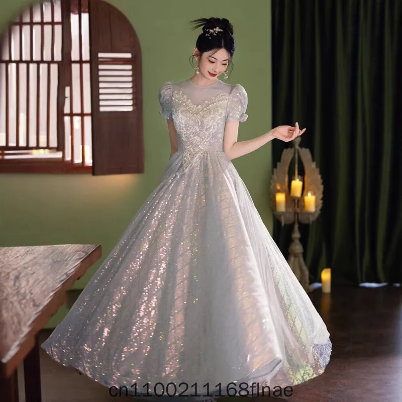 French Evening Dress for Women with a Sense of Luxury, 2026 New Model for the Annual Meeting, Light Luxury High-end Host Dress