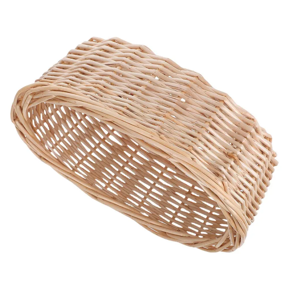 Cesta de mimbre tejida a mano, cesta ovalada para guardar frutas, aperitivos, panecillos, patatas, cebollas, para mesa de cocina, picnic, mercado de granja