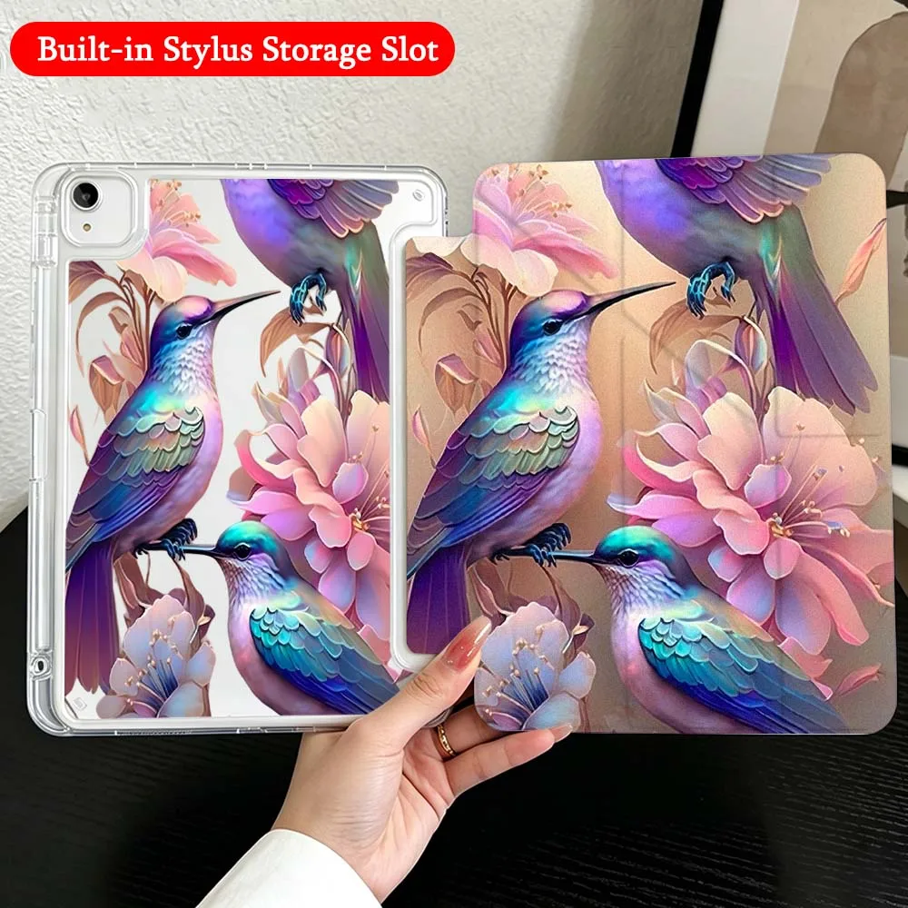 Chinese Tiger Phoenix For iPad Mini Pro Air 5 6 7 8 9 10th 11th 11 9.7 10.9 13 inch Transparent Y-Shaped Folding Tablet Case