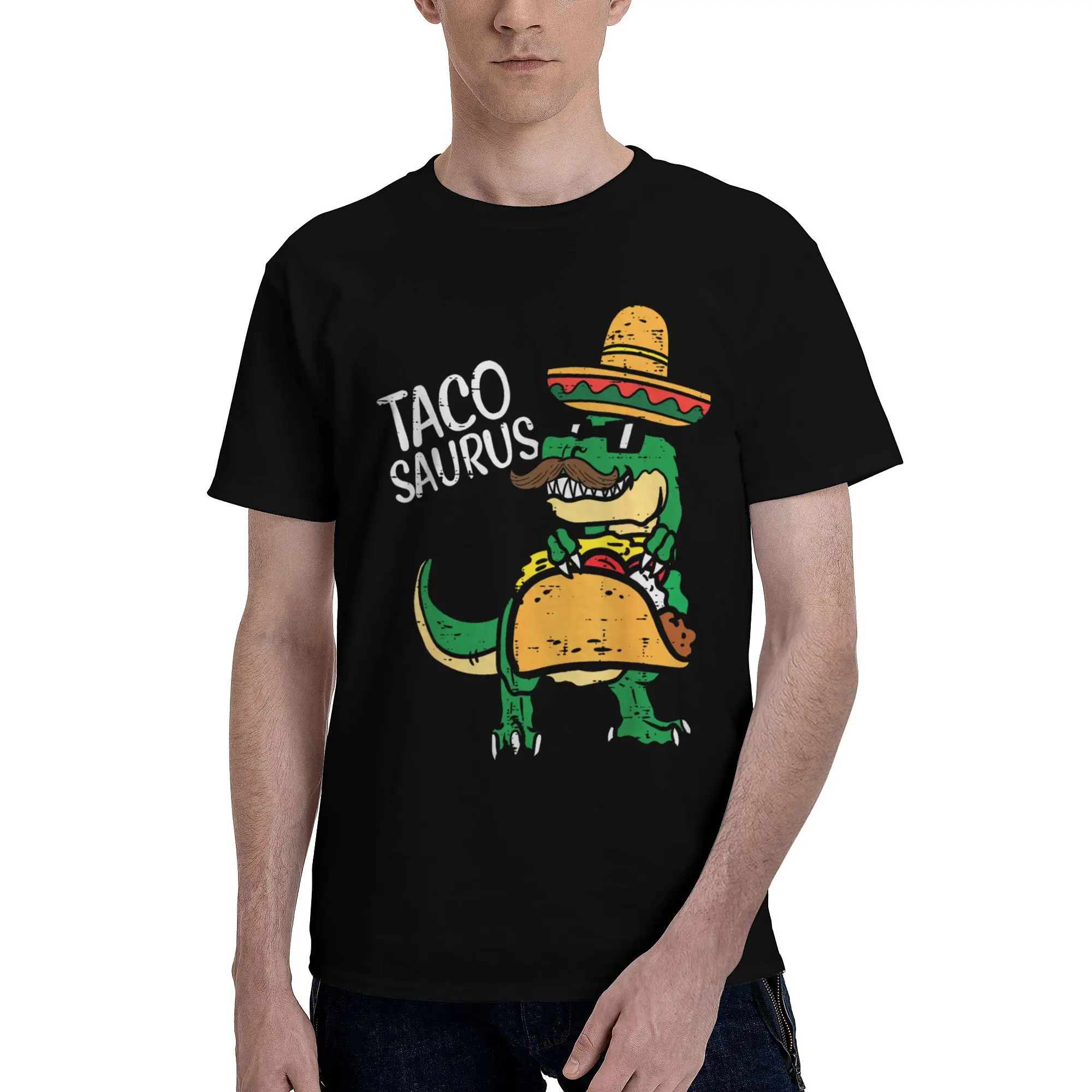 Mens Womens Tacosaurus Taco Dino Trex Cinco De Mayo Shirt Pure Cotton Graphic Print Tee Shirts  Top Clothing