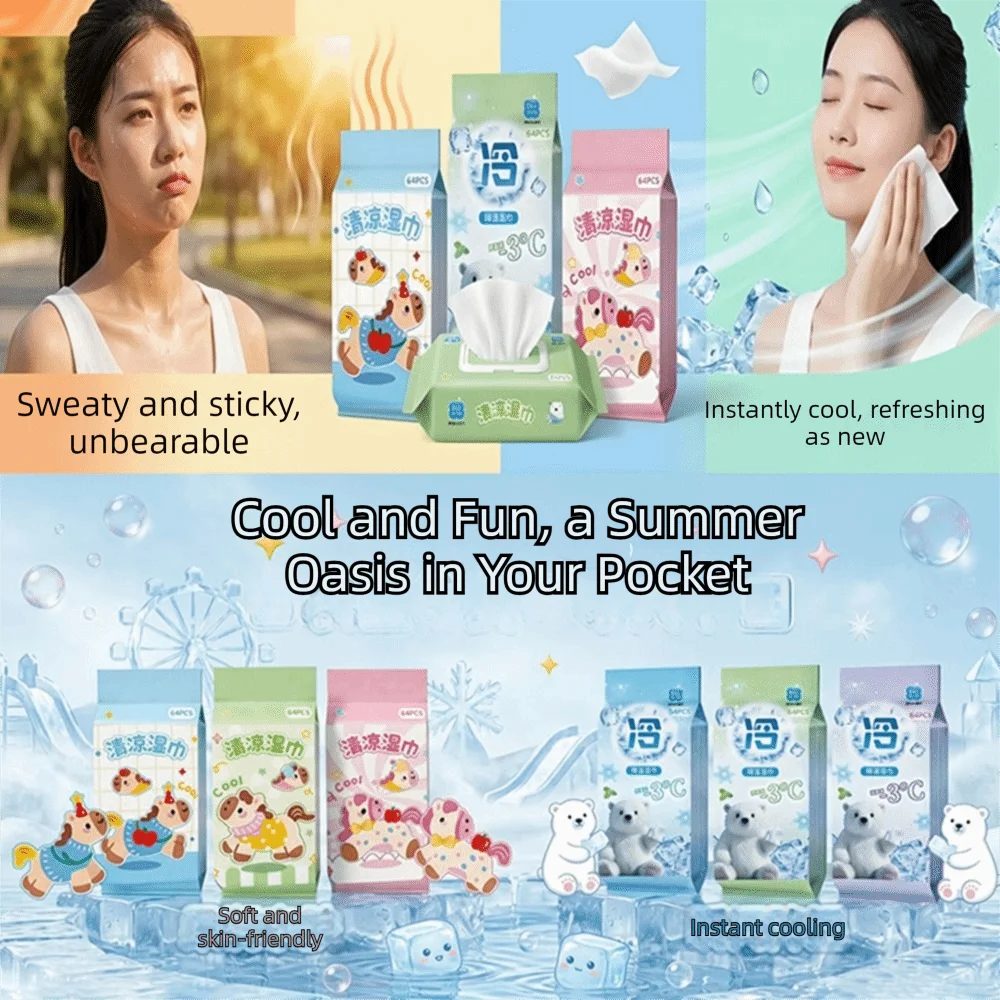 Portable Soft Cool Wet Wipes Disposable Cooling & Refreshing Portable Refreshing Wipes Mini Wet Wipes Pack Travel Essentials