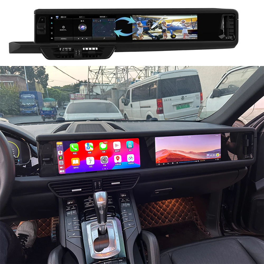 12.3Inch 3K QLED Dual Screen Car Radio Multimedia For Porsche Cayenne 2010-2017 Android 13 Carplay GPS Navigation Auto Stereo