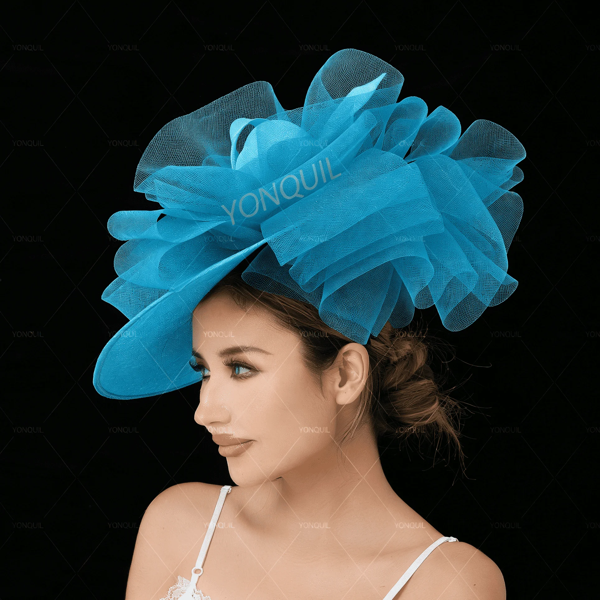 

Elegant Sinamay Fascinator with Floral Headpiece Big Bridal Hair Accessory for Women Perfect for Wedding Day Headwear