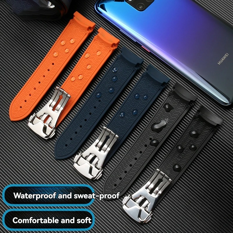 20mm 21mm 22mm waterproof Rubber Silicone Watch Bands For Omega Seamaster 300 speedmaster Strap for Seiko No.5 Watch Strap