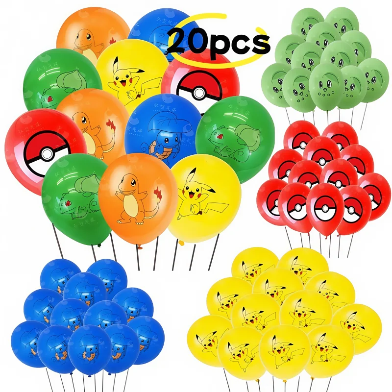 

20pcs 12inch Pokemon Latex Balloons Birthday Party Supplies Cartoon Pikachu Balloon Baby Shower Kids Favor For Party Decorations