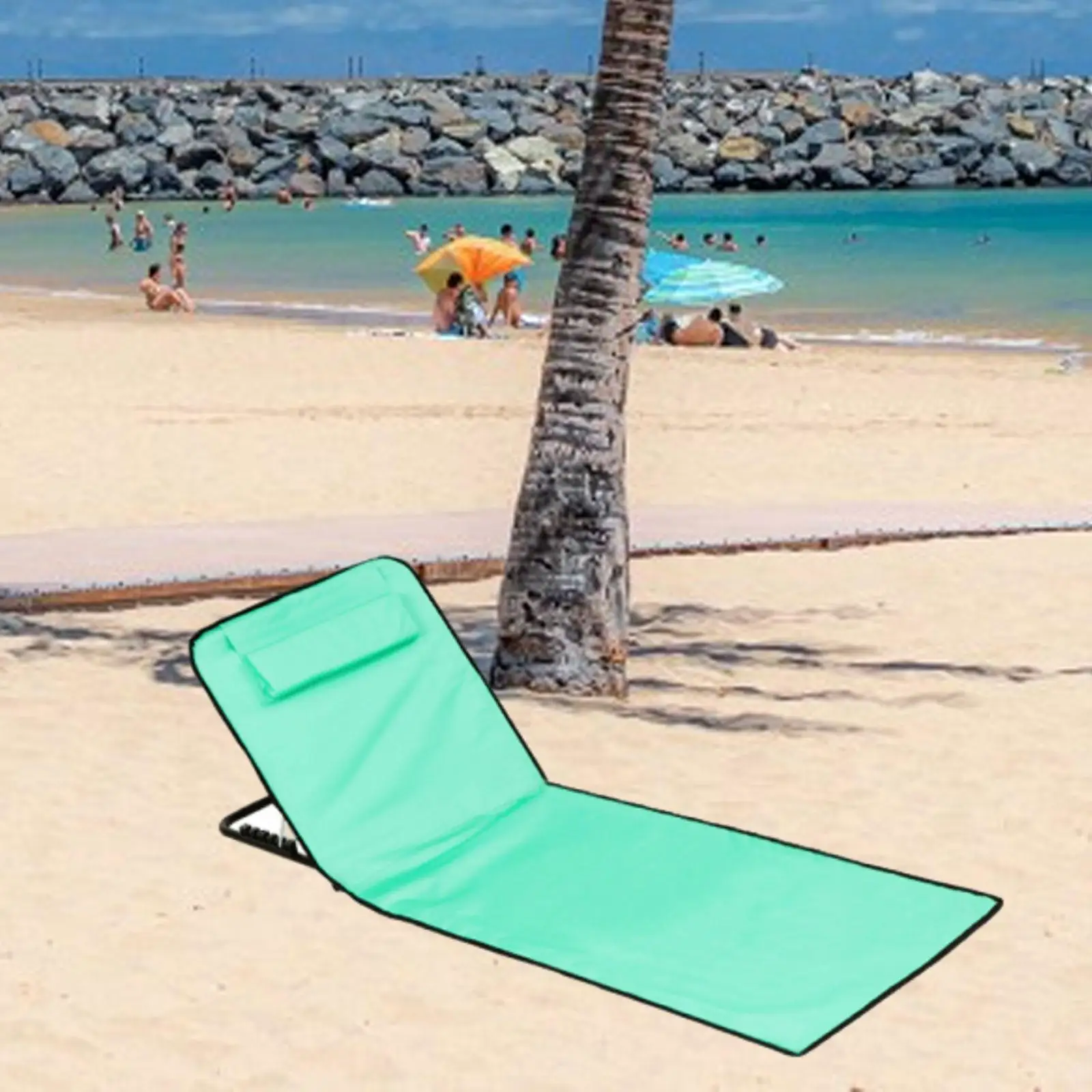 Folding Beach Chair with Adjustable Backrest Beach Mat Lounge Chair Portable Beach Lounger for Park Backyard Beach Lawn Camping