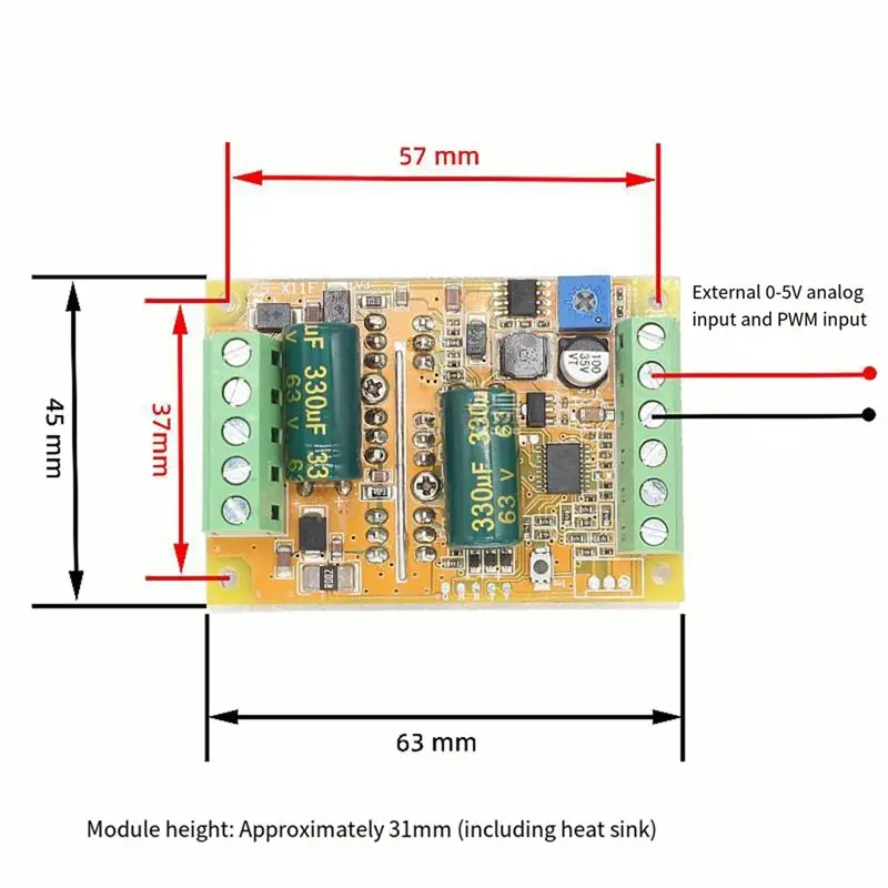 B29C-2PCS DC Brushless Motor PWM Controller DC 5-50V 300W BLDC Three Phase No Hall Motor Control Driver Board