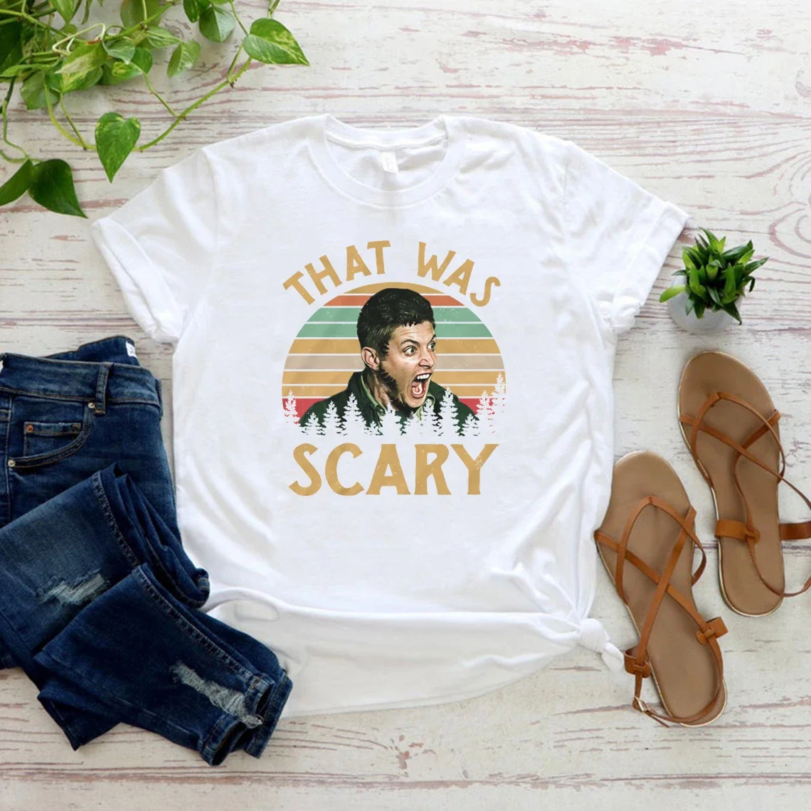 Funny Vintage T Shirt Dean Winchester Supernatural That Was Scary Supernatural Movie Tee Unisex Funny T-shirt Short Sleeve Top