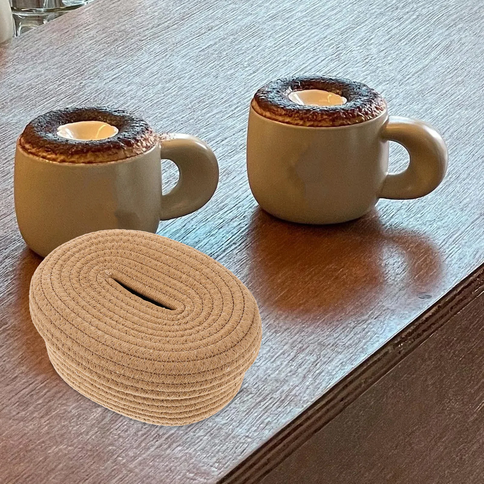 

Cotton Rope Tissue Box Holder Simple Style Smooth Surface Comfortable H Feeling Reusable Napkin Storage Case For Home Hotel