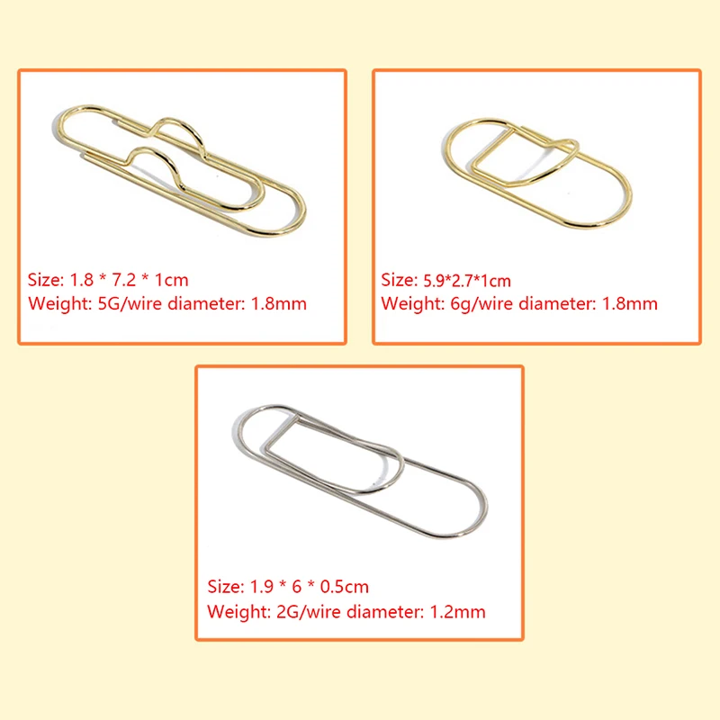 2Pcs Paper Clips Metal Pen Holder Clip School Bookmarks Photo Memo Ticket Clip Stationery Office School Supplies