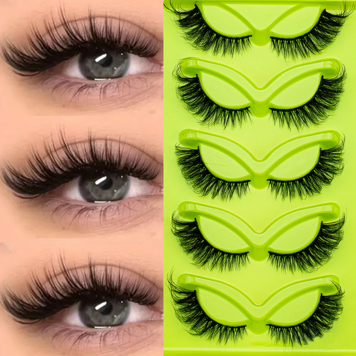 SEXYSHEEP 5 쌍 가짜 밍크 속눈썹 수제 거짓 속눈썹 자연 누드 메이크업 시뮬레이션 지저분한 눈 3D 곱슬 속눈썹