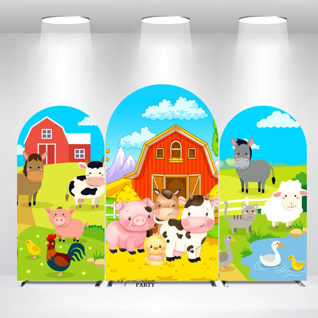 

Farm Animals Cartoon Watercolor Baby Shower Birthday Party Arch Backdrop Cover