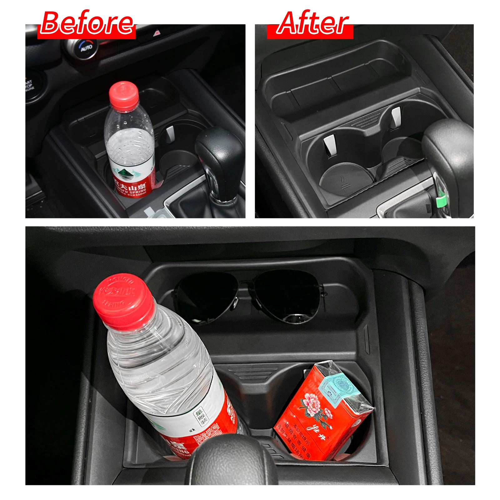 ZUNDUO  for Mazda CX-50 Shock-Absorbing Cup Holder Central Water Storage Cup Box Storage Tray Accessories TPE