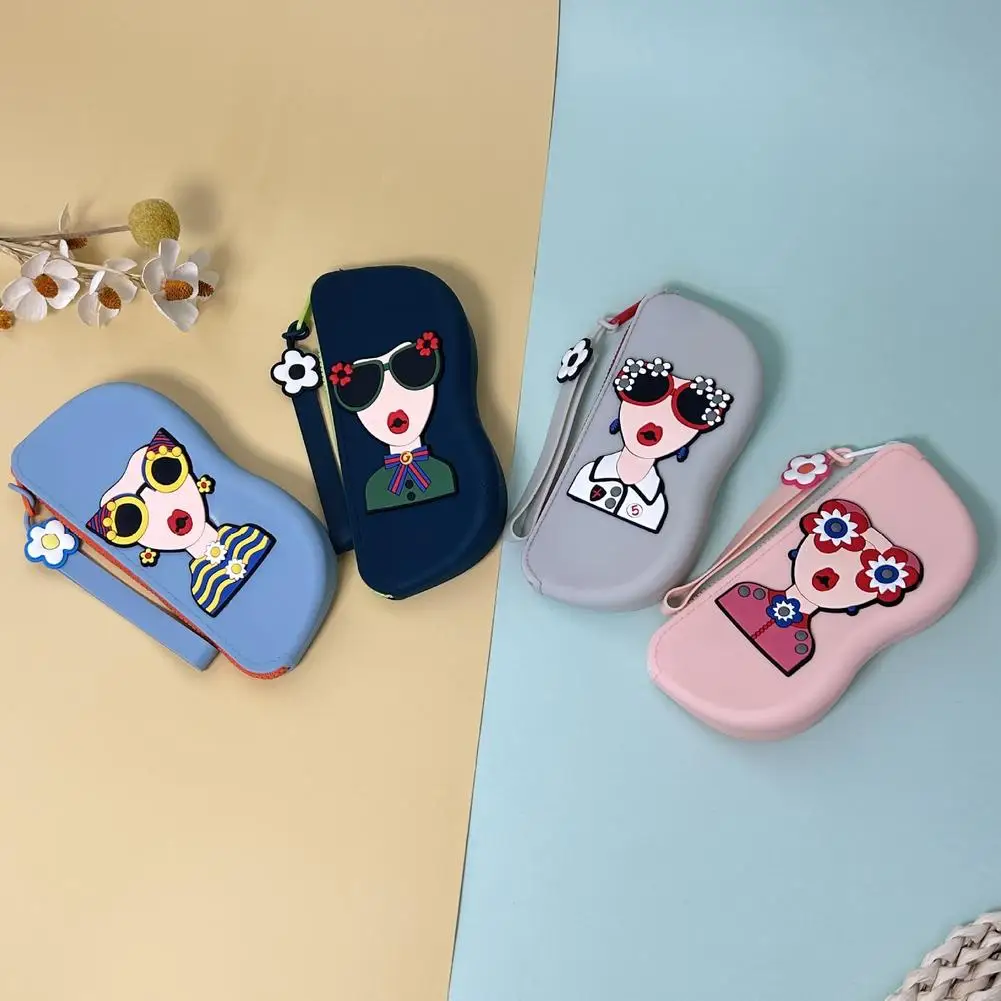 

Силиконовая сумка для хранения солнцезащитных очков, мультяшный портативный чехол для хранения очков с защитой от падения, многофункциональная сумка для смены, свободная M2N7