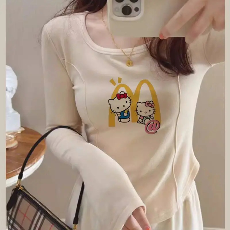 

Sanrios Girls Long Sleeve Hello Kittys Student T Shirt Sweet Casual Comfort Fashion Print Creative Hot Selling Birthday Present