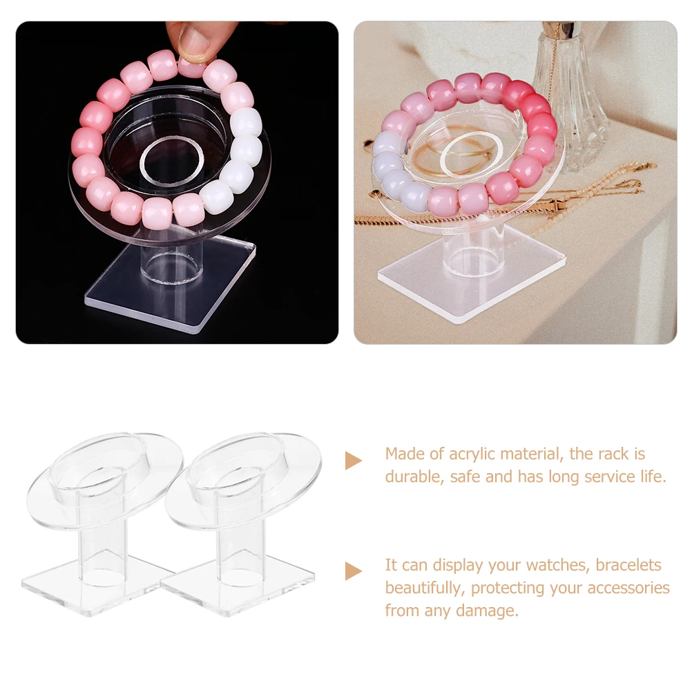 

2 Pcs Acrylic Hair B Bracelet Storage Display St Clear Jewelry ganizer H Chain Support Bracelet Rack Round Holder