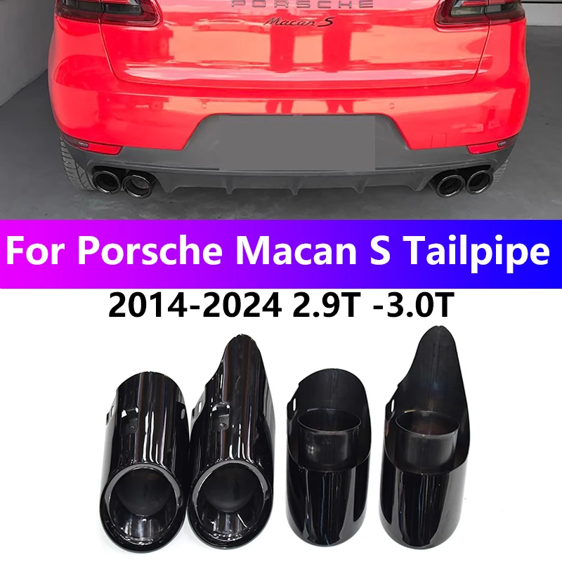 For 2014-2024 Porsche MacanS 2.9T 3.0T Exhaust Pipe Upgrade Stainless Steel Black Muffler Tip Nozzle Exhaust Head