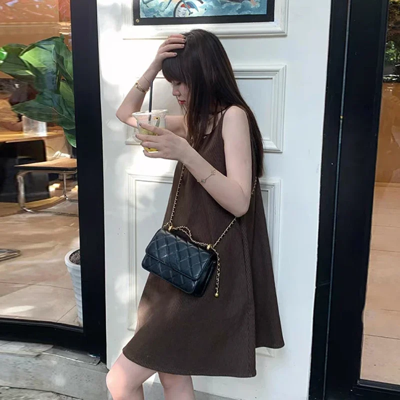 French Style Maternity Summer Tank Dresses Sleeveless Loose Fashion Pregnant Woman A-line Dress Solid Color Pregnancy Sundress