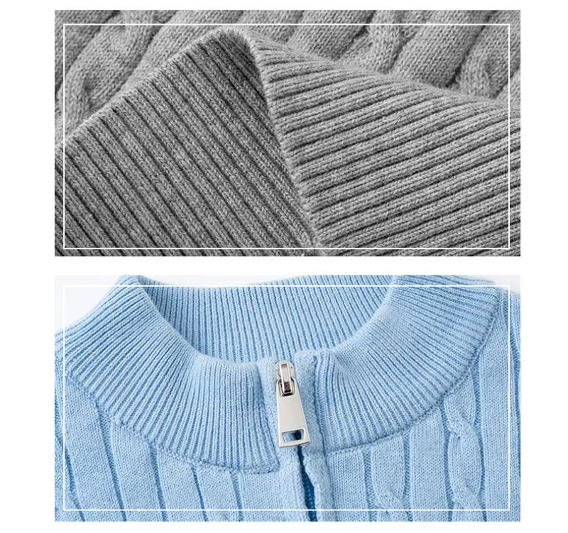UNITIM Herbst 2-12 Jahre Kinder Jungen Pullover mit Stehkragen, Kinder Jungen Zopfmuster Pullover, einfache Langarm-Oberteile für Kleinkinder und Babys – Detail 14