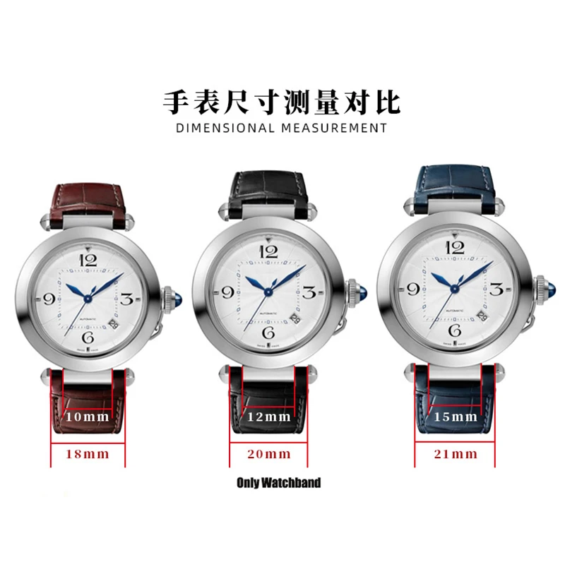 Ремешок из коровьей кожи для Cartier Pasha Special Notch, ремешок для часов для мужчин и женщин, воловья кожа 20x12 мм, 18x10 мм, браслет, шатун