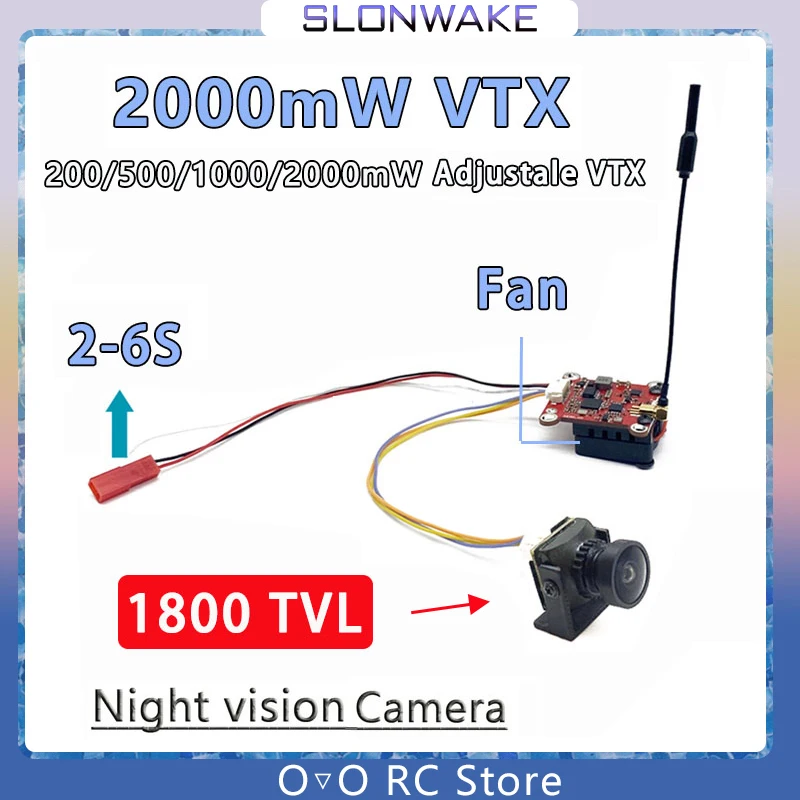 Ready to use 5.8G FPV UVC Receiver OTG and Long Range FPV 48CH 2W adjustable VTX Transmitter and CMOS 1800TVL Starlight camera