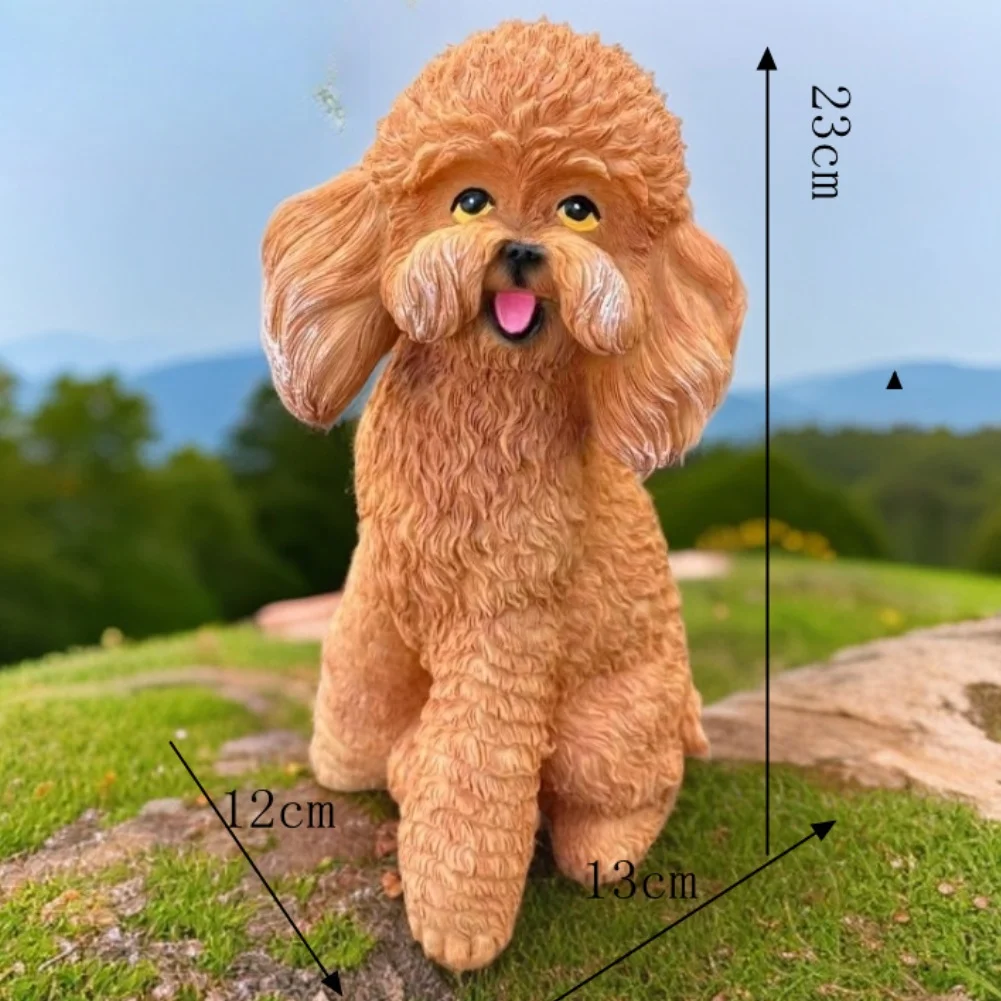 Resin Teddy Dog Statue Featuring Whimsical Design and Handcrafted Texturing Suitable for Garden Balcony or Patio Decoration