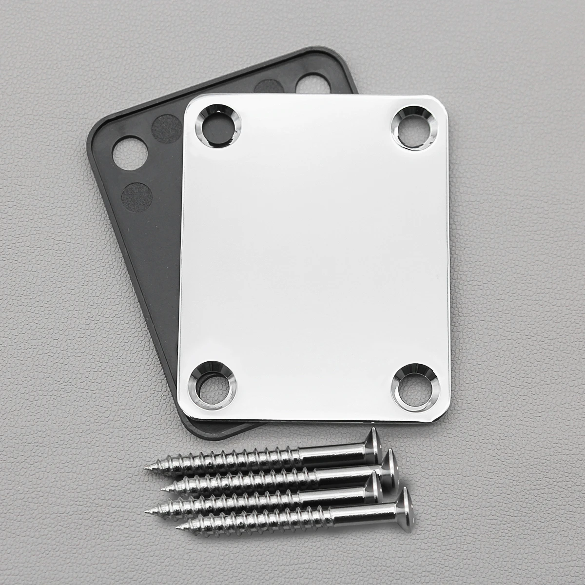 NEW Chrome Metal Guitar Neck Plate Neck Joint Board with Rubber Mat & Screws