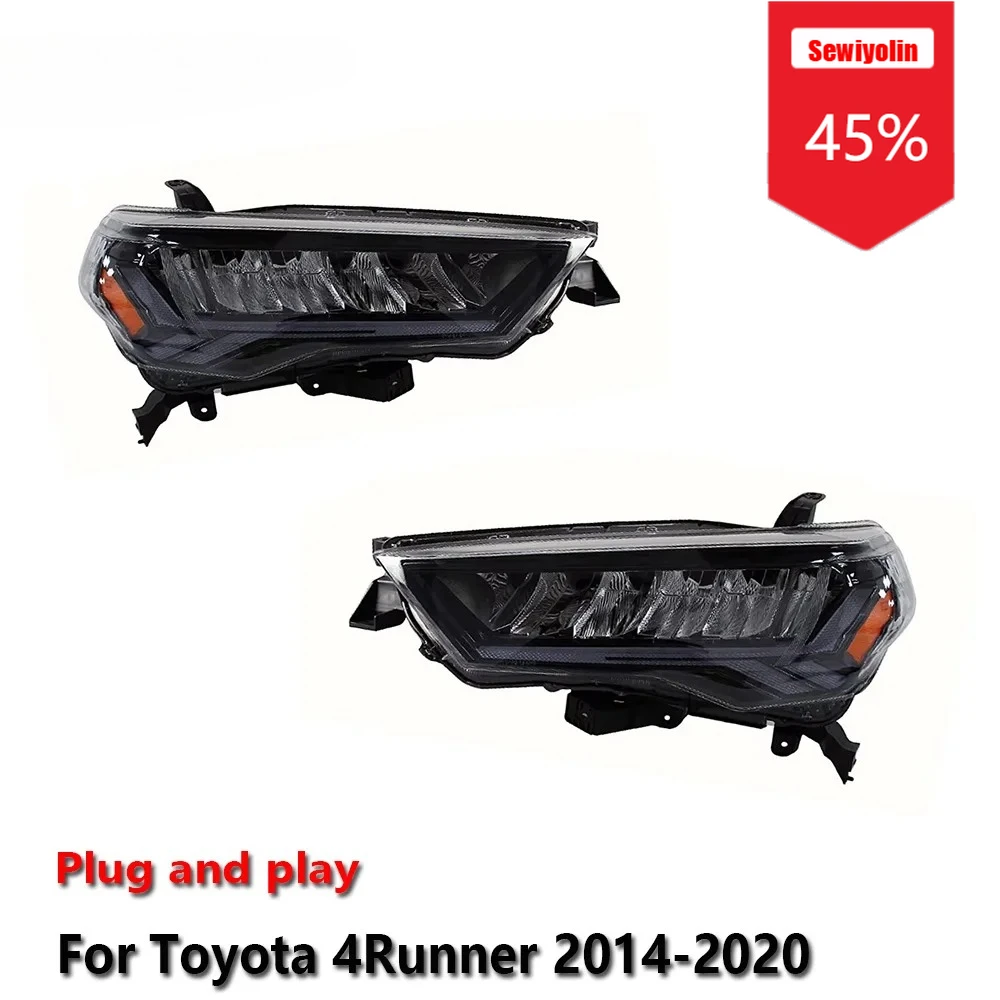 

Sewiyolin автомобильные светодиодные фары в сборе для Toyota 4Runner 2014-2020, противотуманные фары DRL, стоп-сигнал поворота, лампа Plug and Play