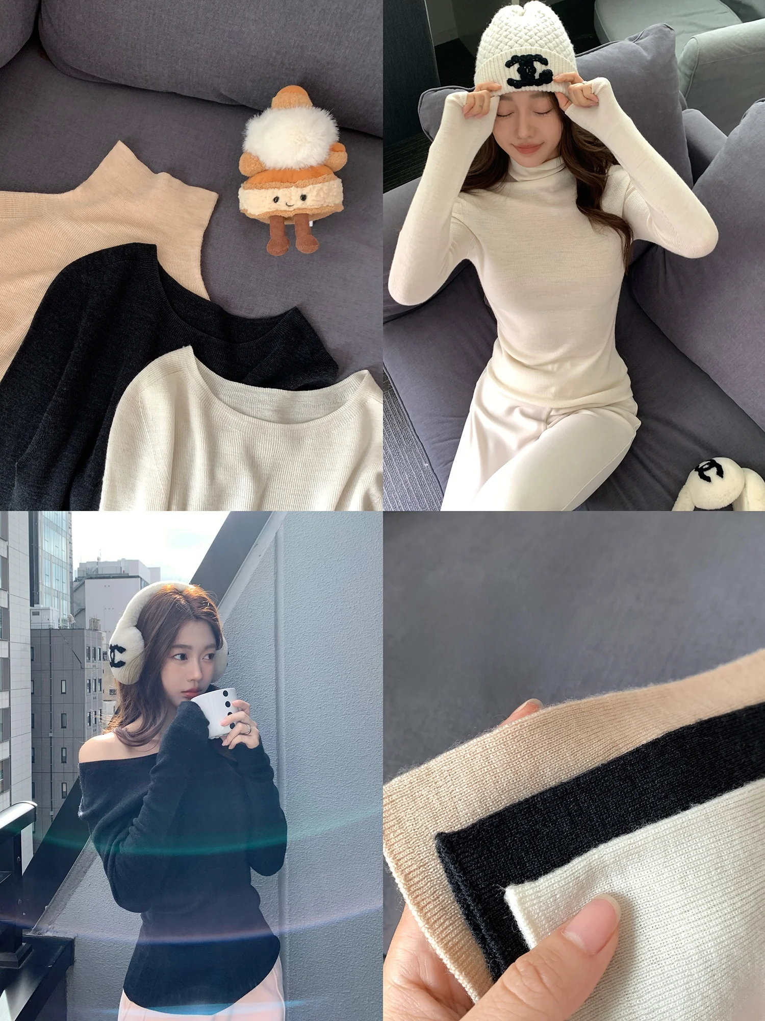 

Уютный мягкий женский вязаный свитер с высоким воротником и двойным вырезом-лодочкой EEONE3 для ношения под одеждой, зимний вариант