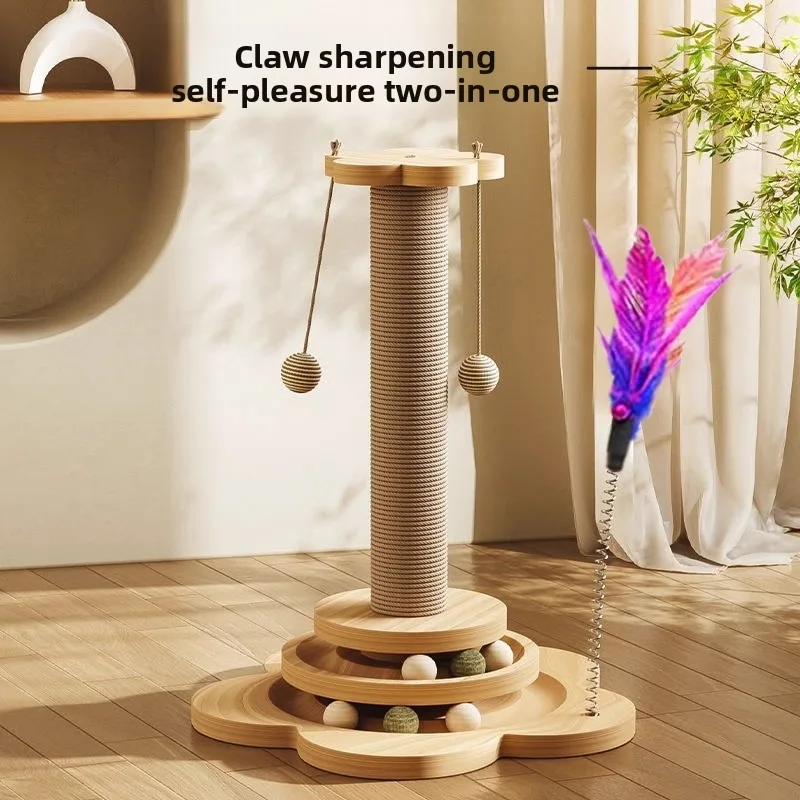 

Wear-resistant cat scratching column sisal cat toy self-hi to relieve boredom vertical integrated