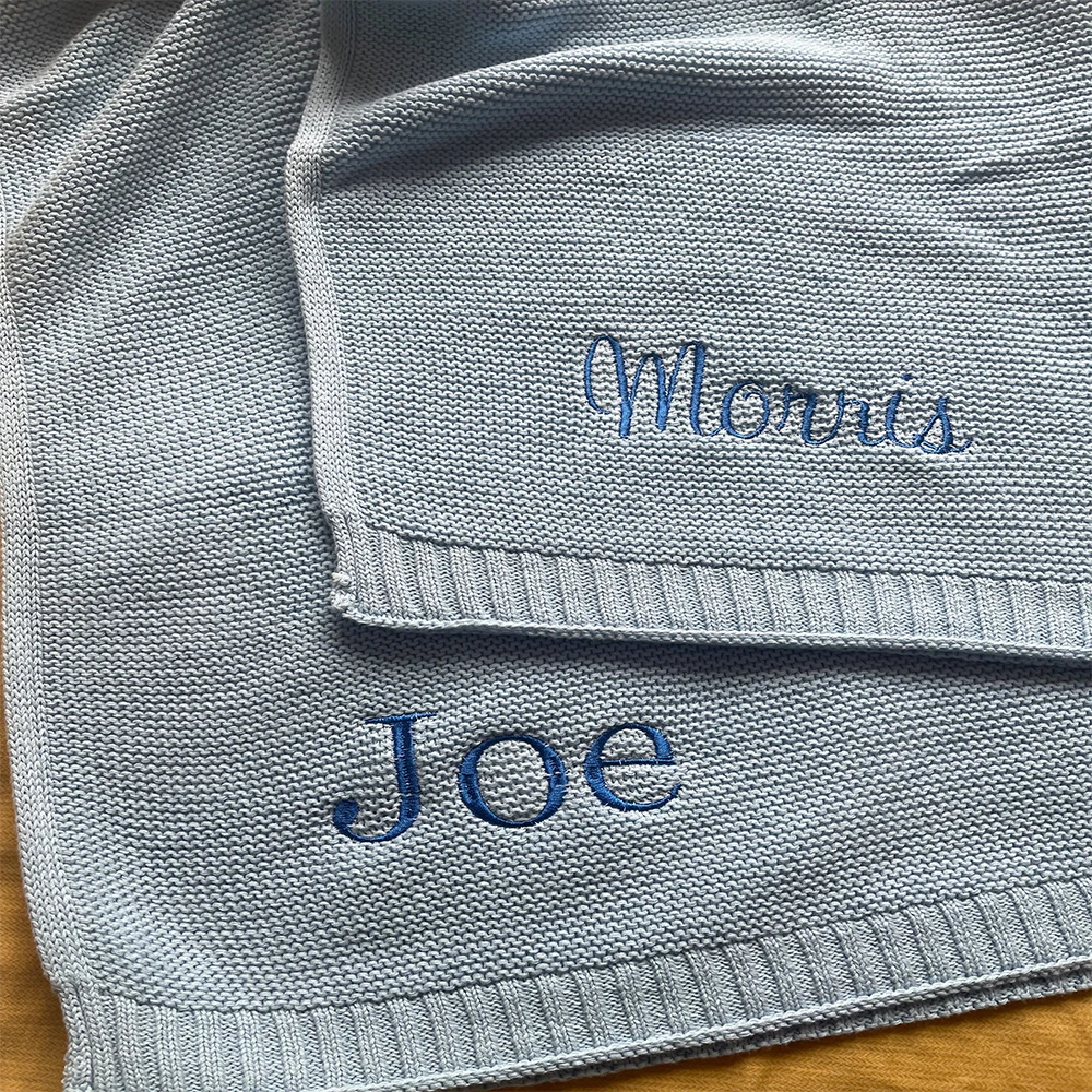 Personalized Name Embroidered Custom Baby Cotton Muslin Baby Swaddle Newborn Receiving Blanket Solid Swaddle Wrap Soft Blanket